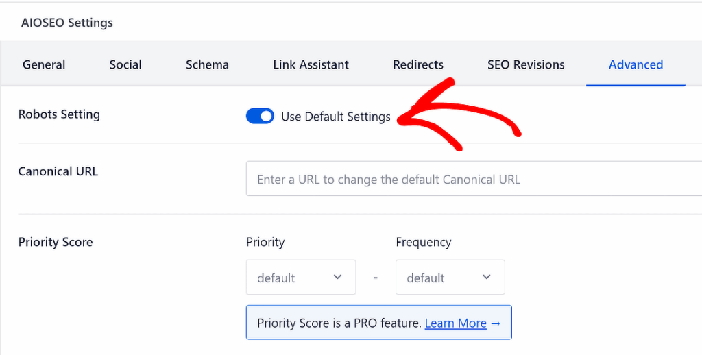 aioseo robots setting
