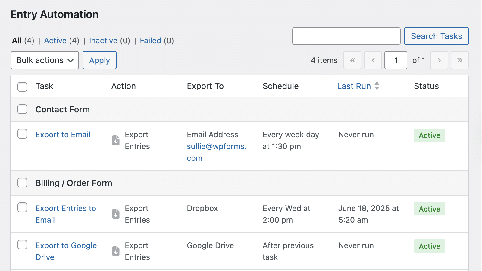 entry-automation-dashboard - WPForms Visión general de la automatización de la entrada