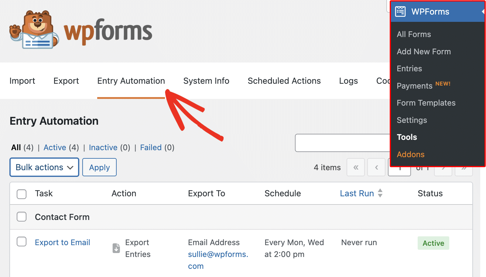entry-automation-tab - WPForms Ficha Automatización de la entrada