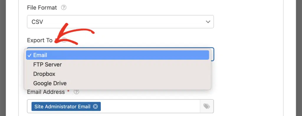 export to dropdown automation