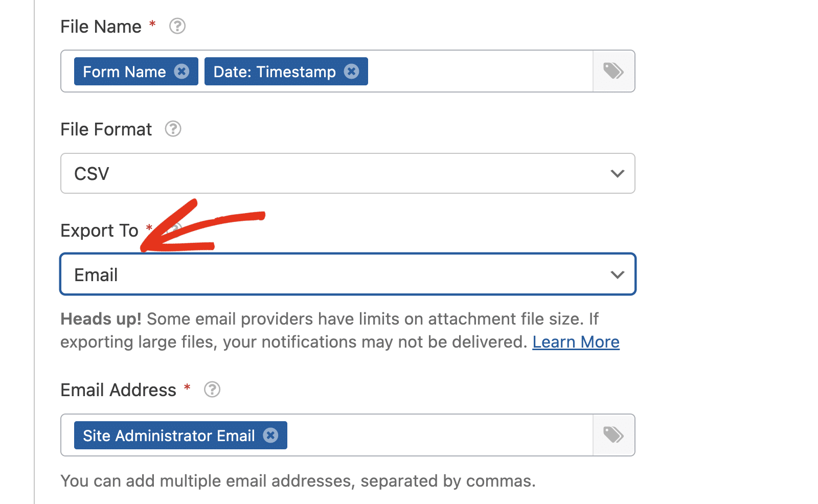 export-to-email - WPForms Opción de exportar a correo electrónico