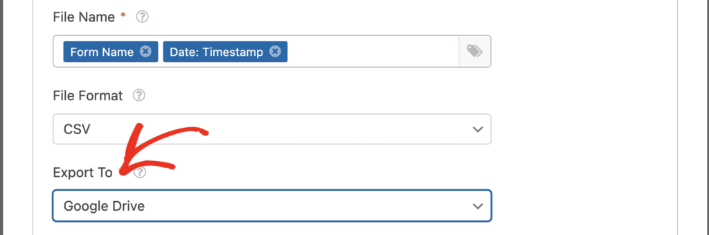 exportar entradas para o Google Drive
