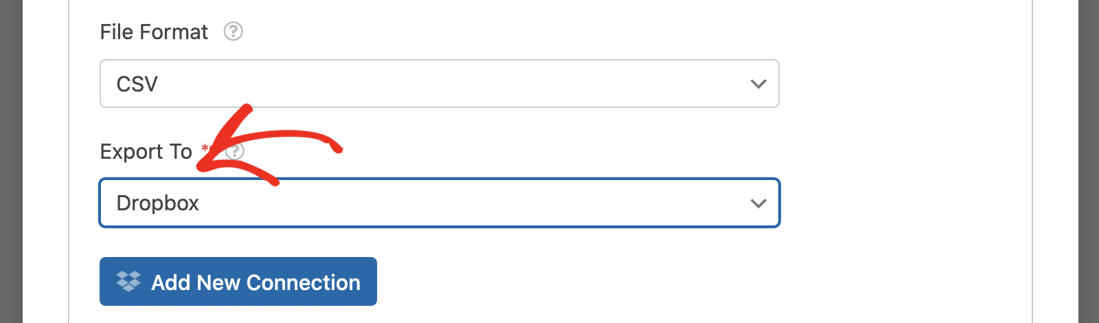 Seleccione la opción Dropbox