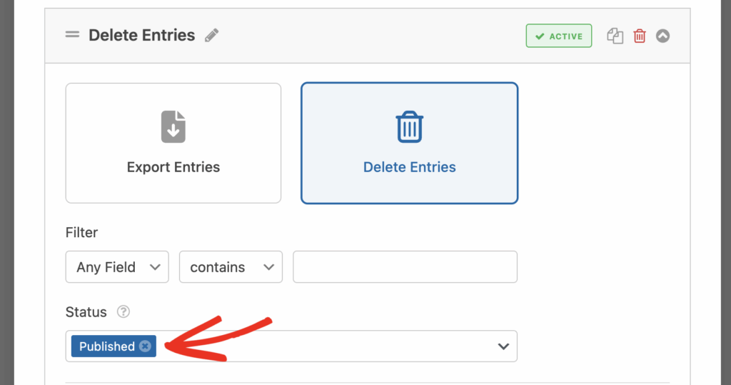 status eliminar entradas