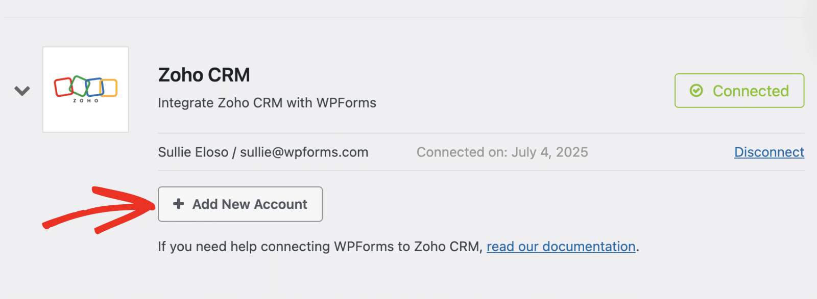 Añadir otra conexión Zoho CRM