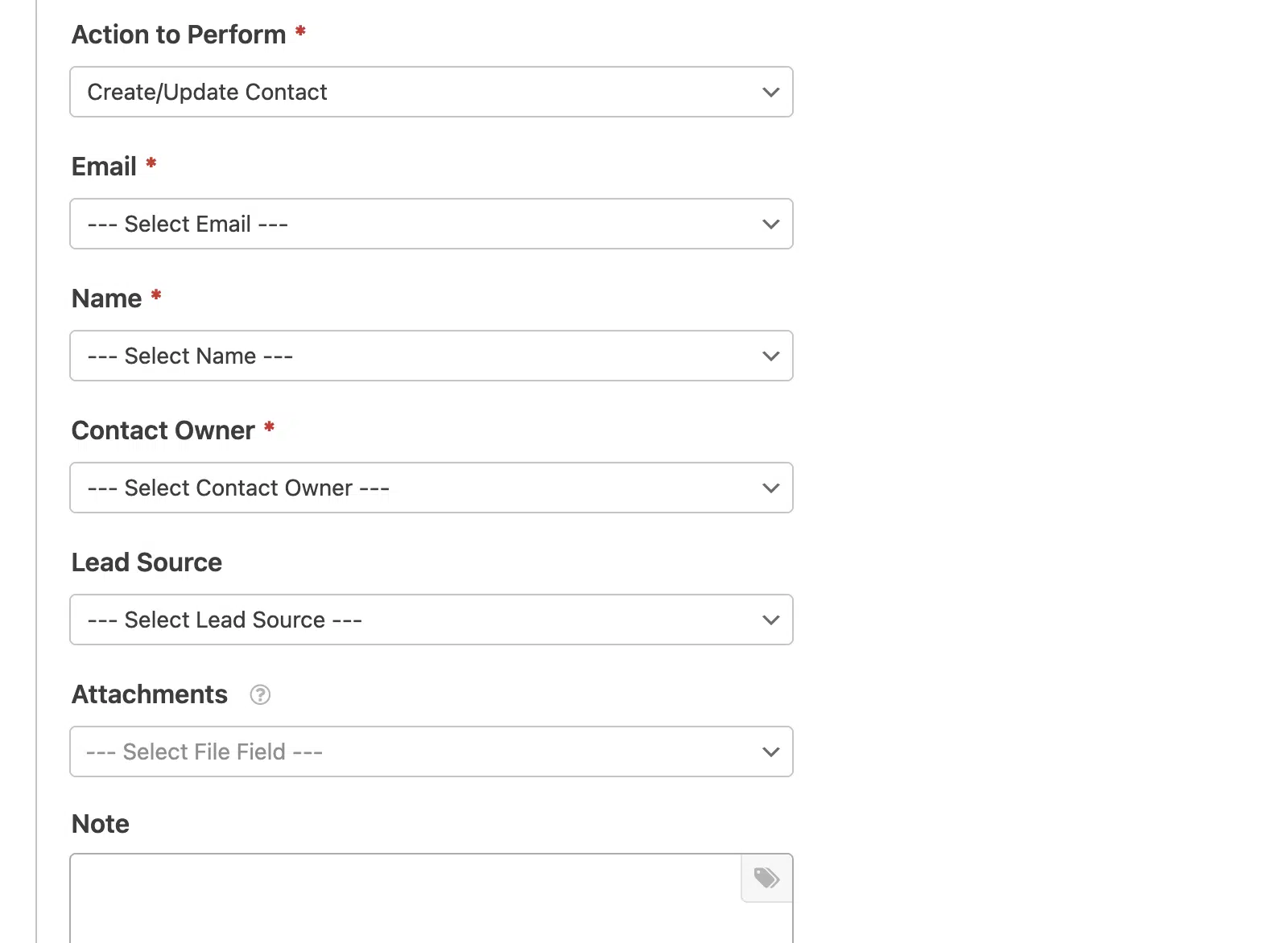 Create/update contact fields
