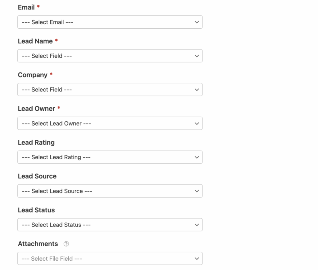 create lead fields