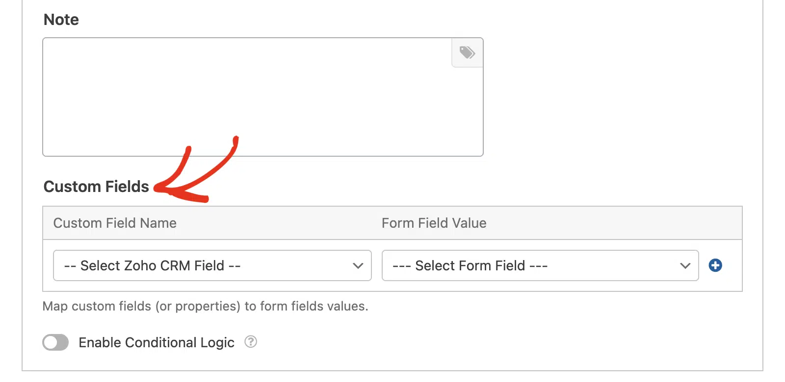 Custom fields section