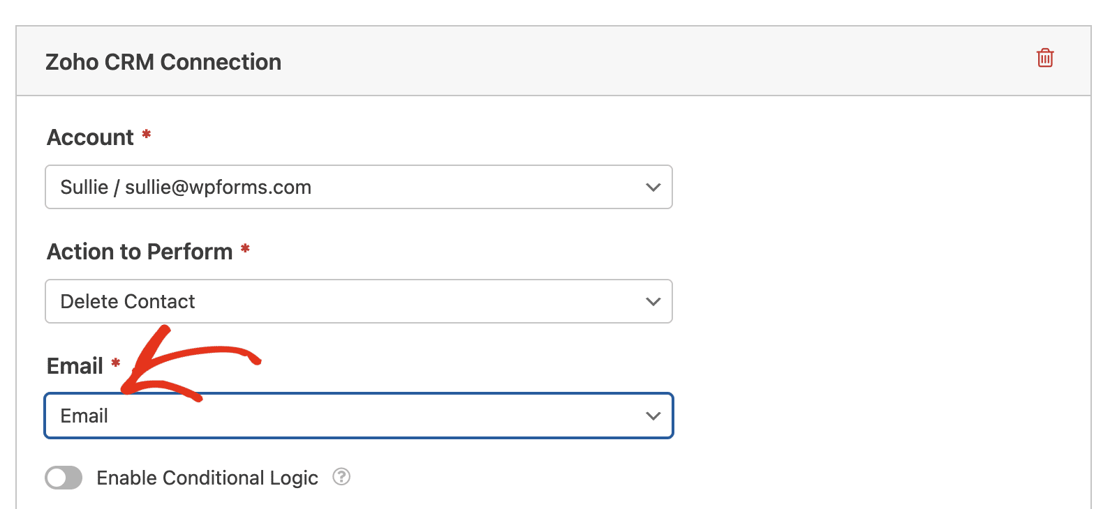 Borrar la configuración del contacto