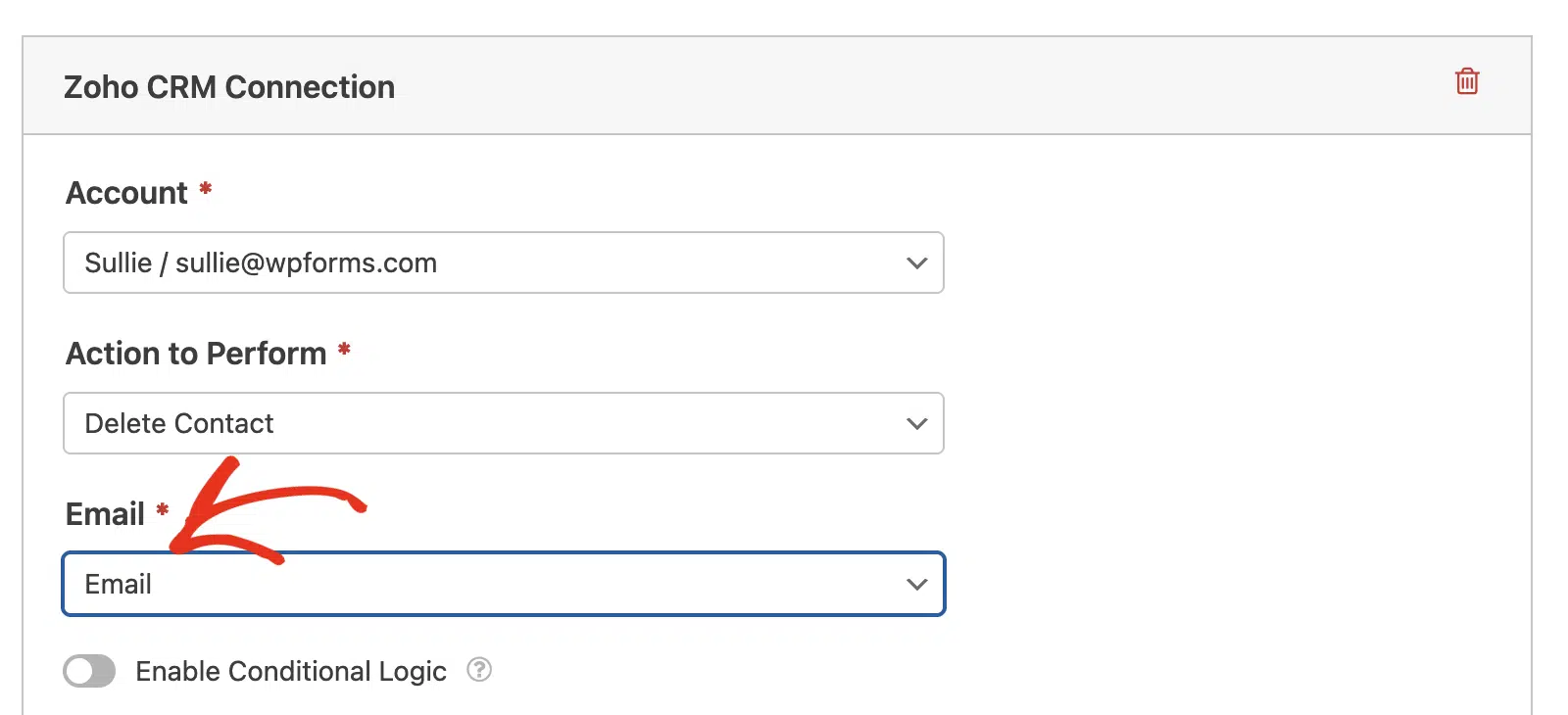 Delete Contact settings