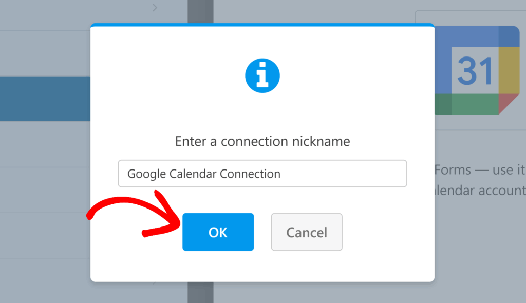 Clique em OK para adicionar a conexão