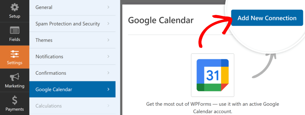 Adicionar nova conexão com o Google Agenda