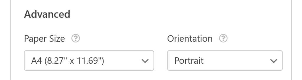 Advanced settings PDF addon
