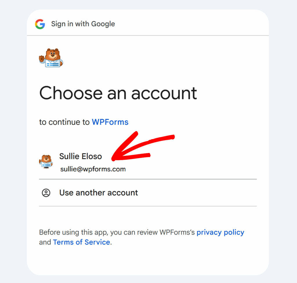 Escolha uma conta do Google
