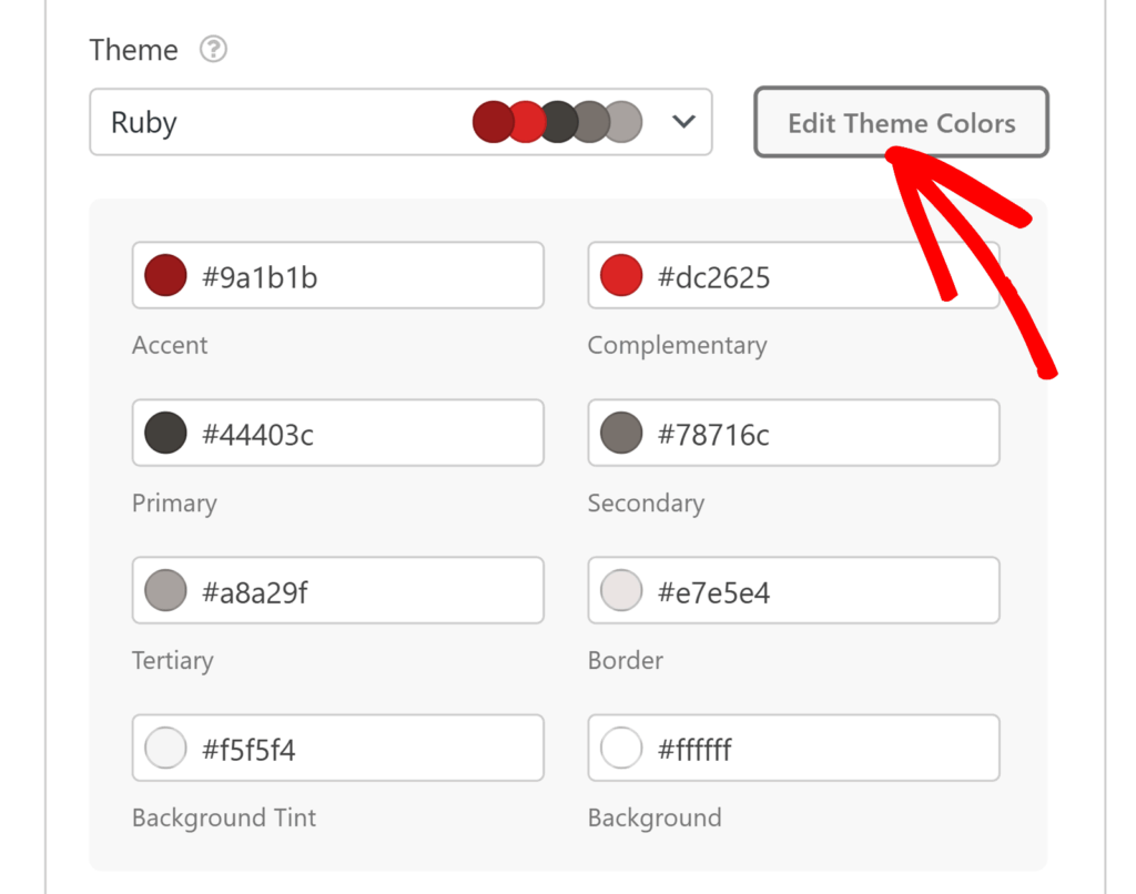 Edit Theme Colors button
