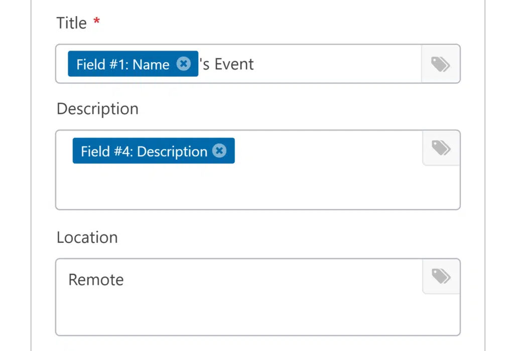 Google Calendar addon fields