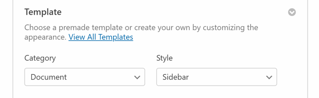 Select Category and Style from Template section