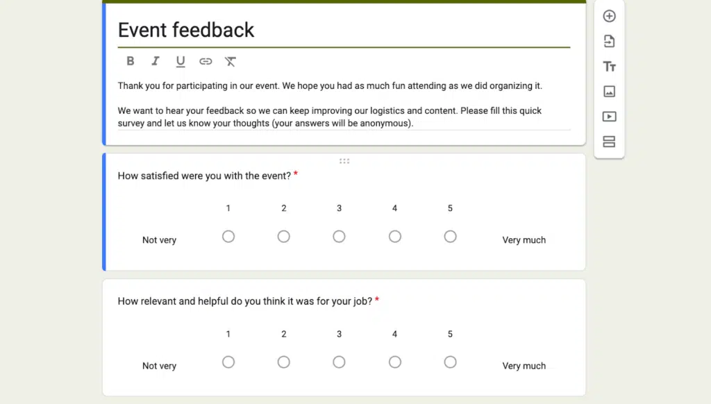 Erkundung der Google Forms-Optionen