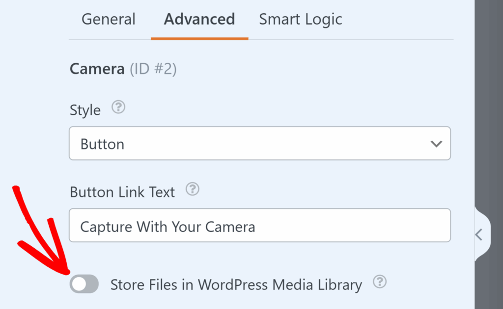 camera-field-store-uploads-in-media-library - WPForms