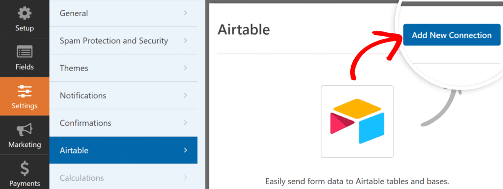 add-new-airtable-connection - WPForms Adicionar nova conexão para o Airtable