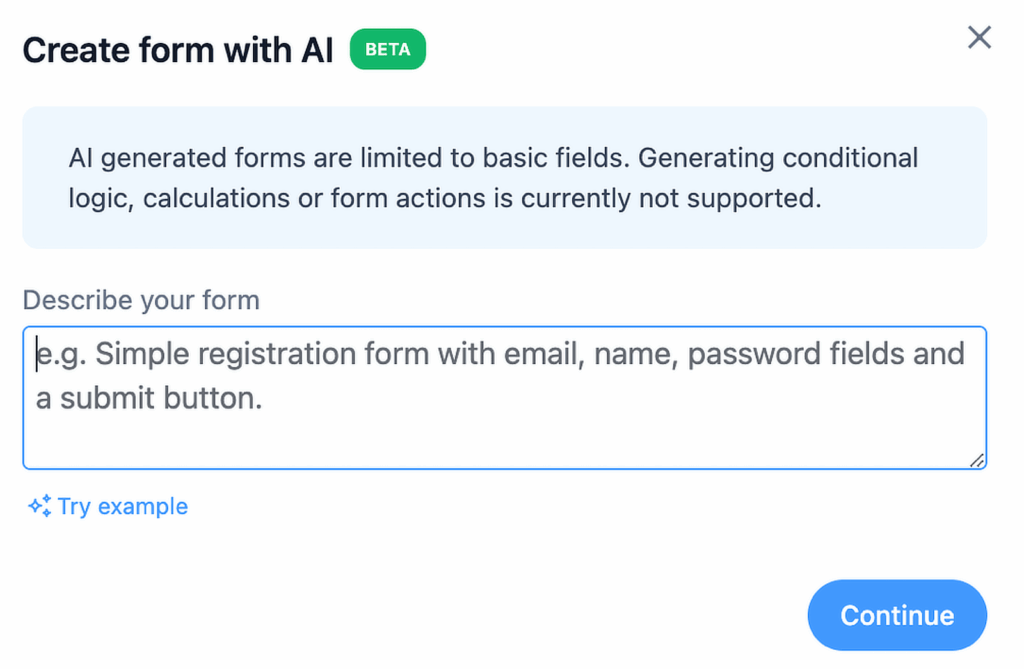create ai form formidable