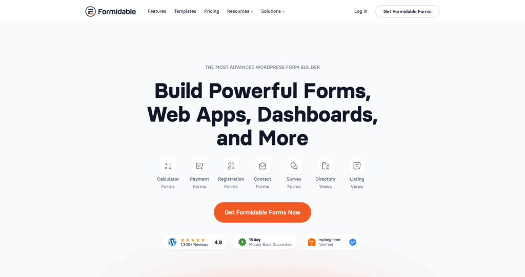formidable forms homepage