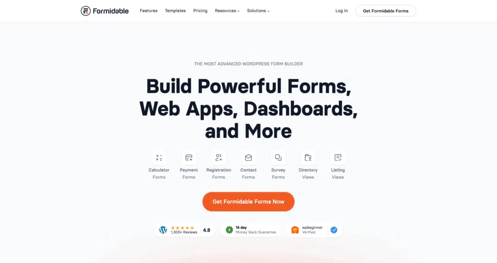 formidable forms homepage