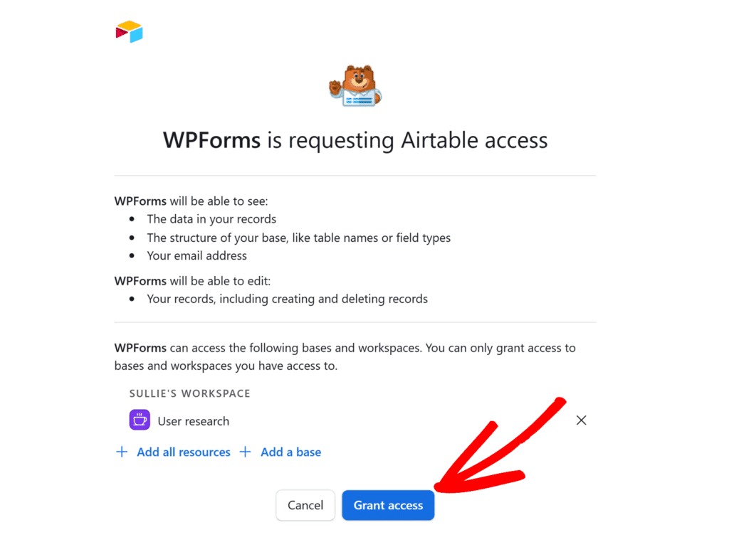 grant-airtable-access-wpforms - WPForms Conceder acesso ao Airtable