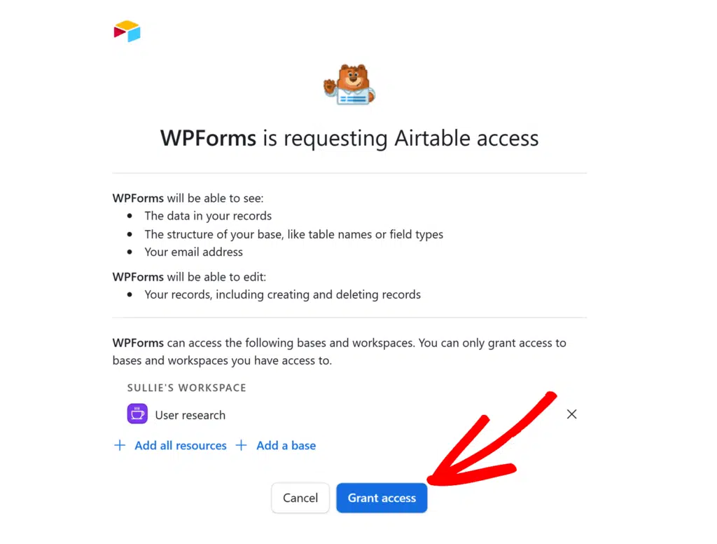 grant-airtable-access-wpforms - WPForms Grant access Airtable