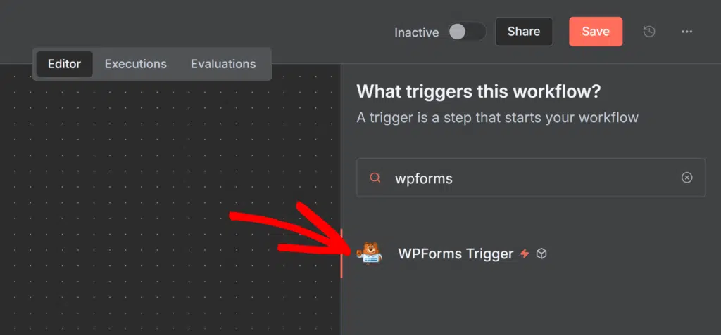 nœud déclencheur wpforms