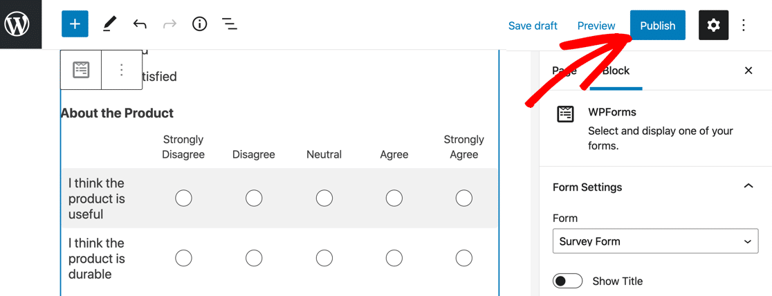 Embed Likert Scale survey