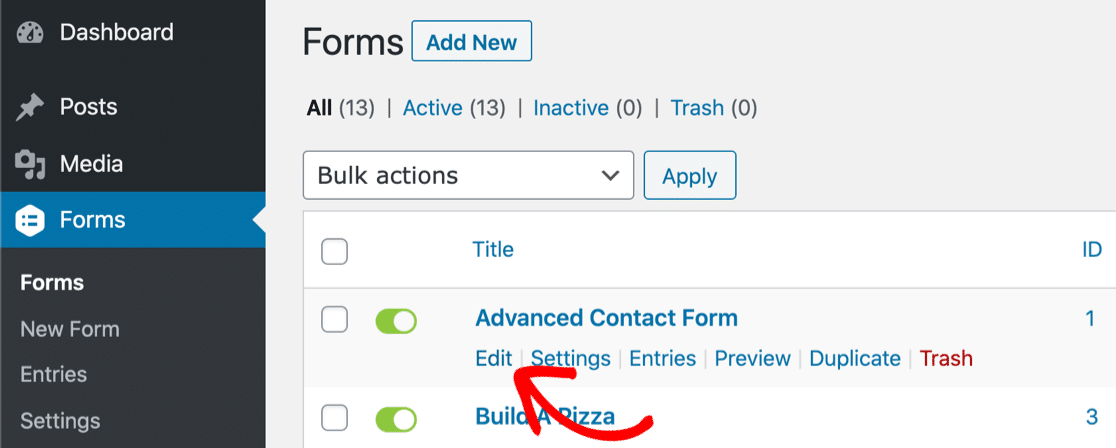 Edit your form in Gravity Forms