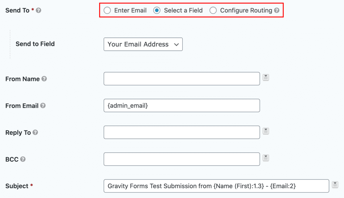 Notification settings when Gravity Forms not sending email