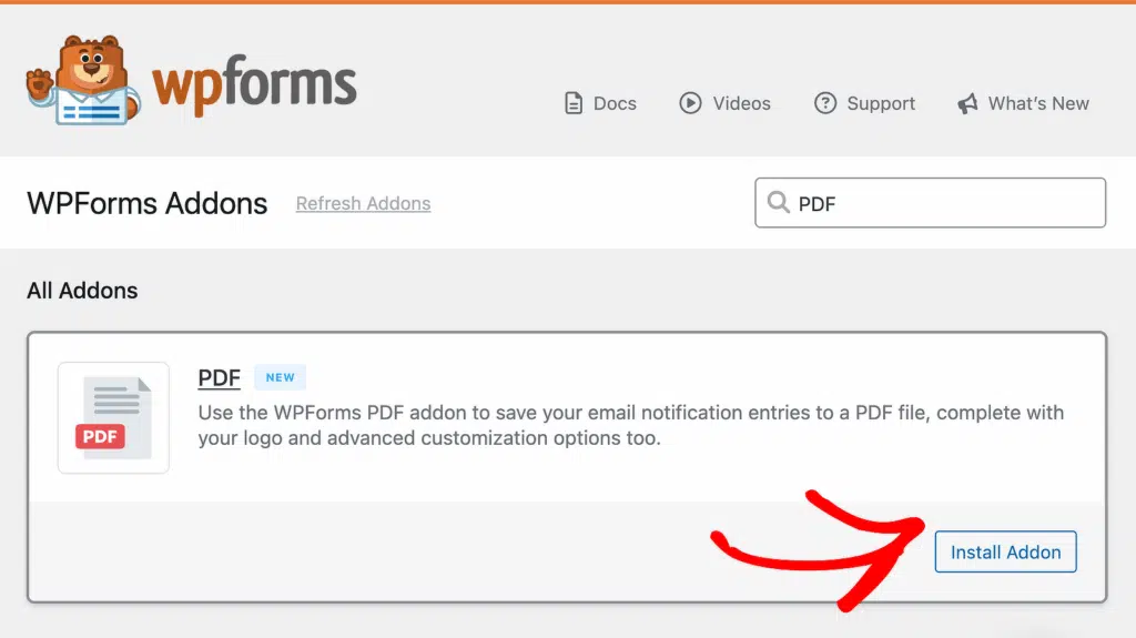 install pdf addon