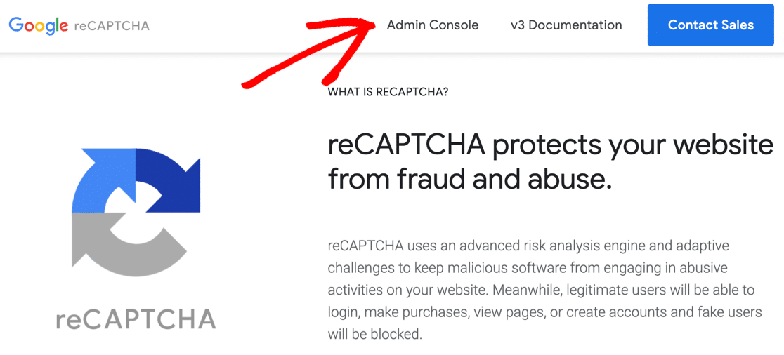 Open reCAPTCHA console