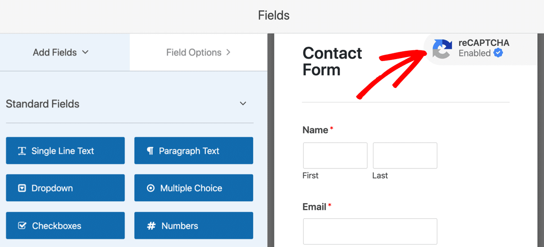 reCAPTCHA badge on simple contact form