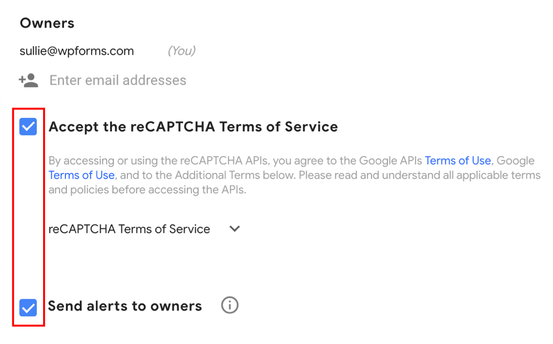 Google reCAPTCHA terms