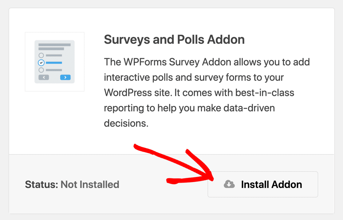 Install the WPForms Surveys and Polls addon