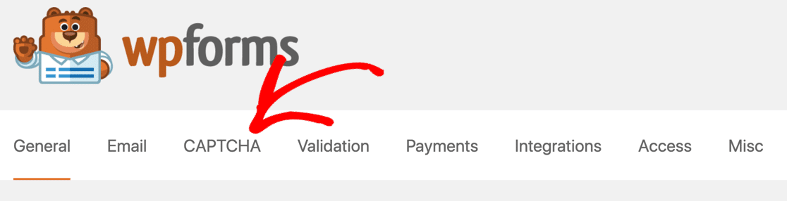 WPForms CAPTCHA tab