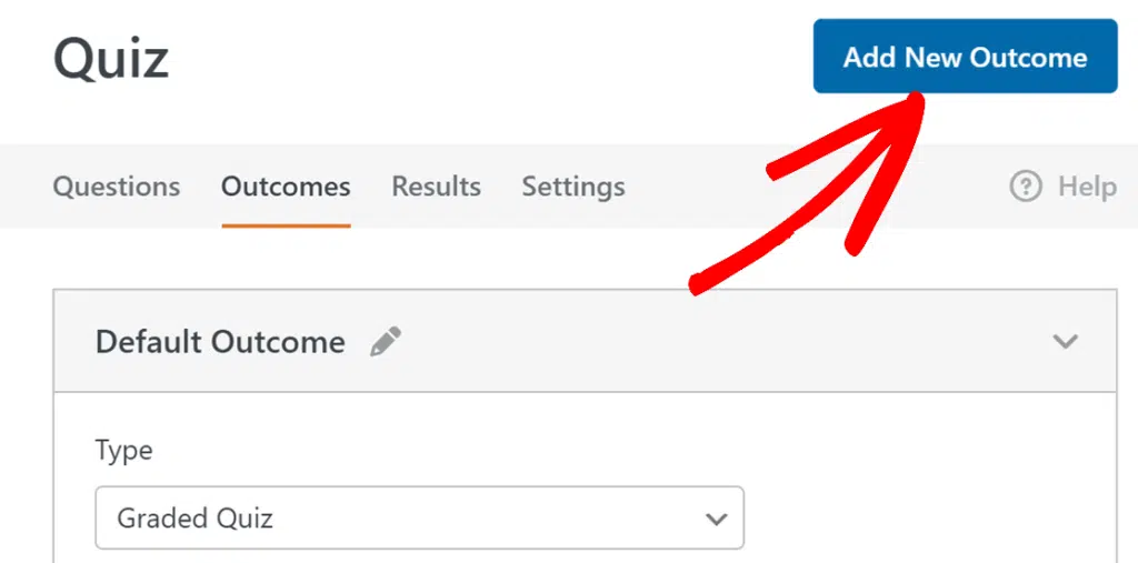 Add new outcome button
