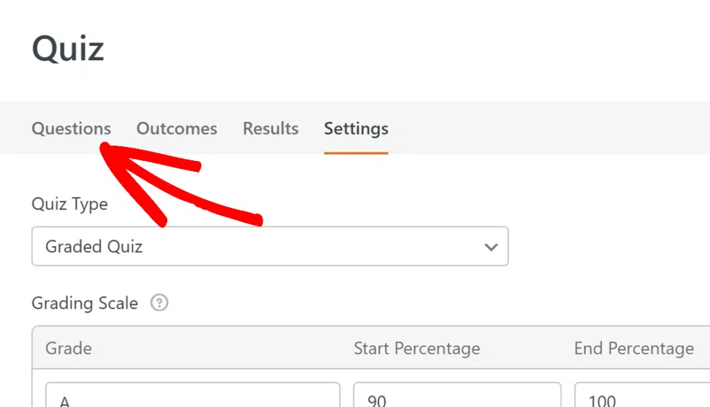 Questions tab