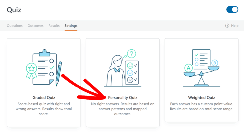 Sélectionnez le quiz de personnalité