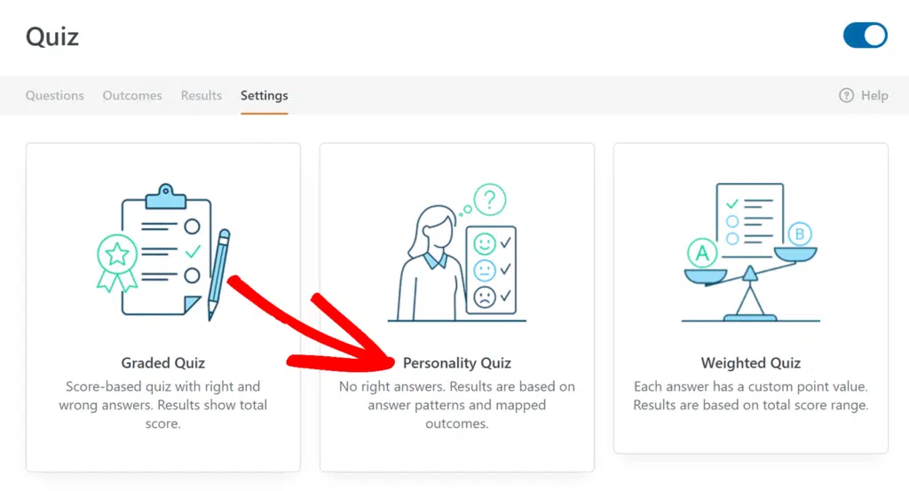 Select Personality quiz