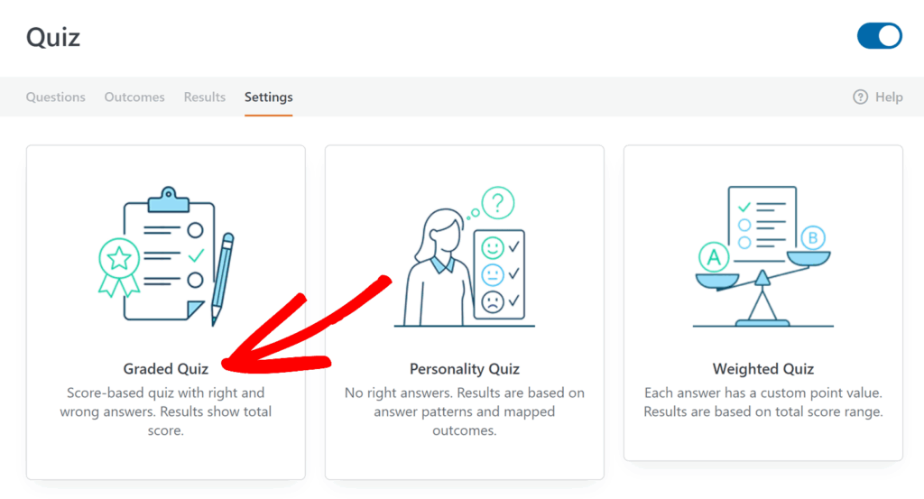 Sélectionnez le type de quiz