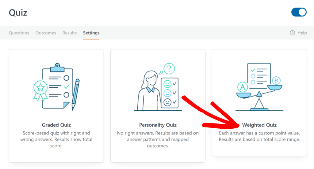 Sélectionner le quiz pondéré
