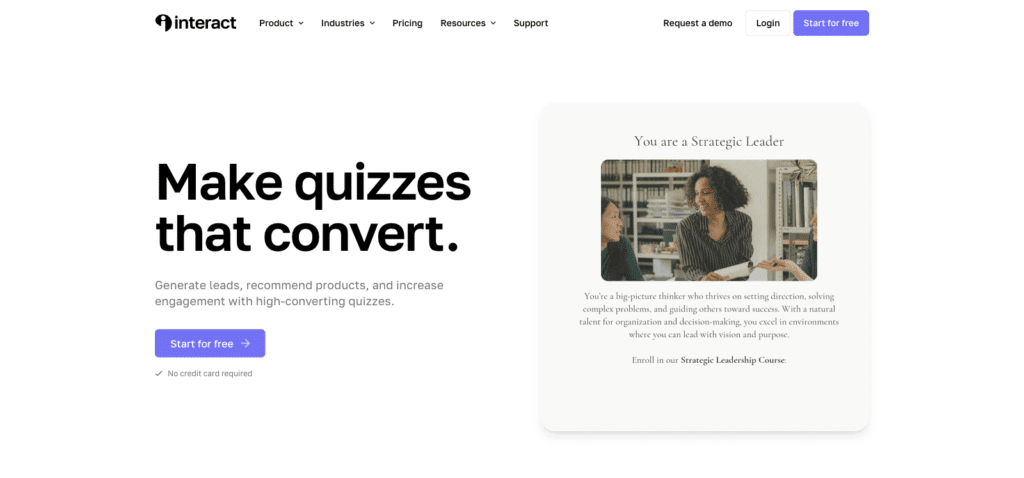 Interact quiz builder