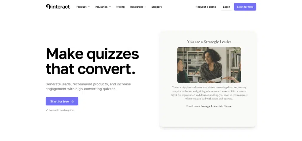 Interact quiz builder