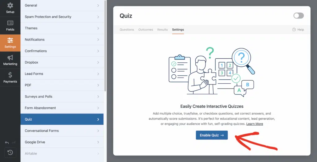 enable quiz