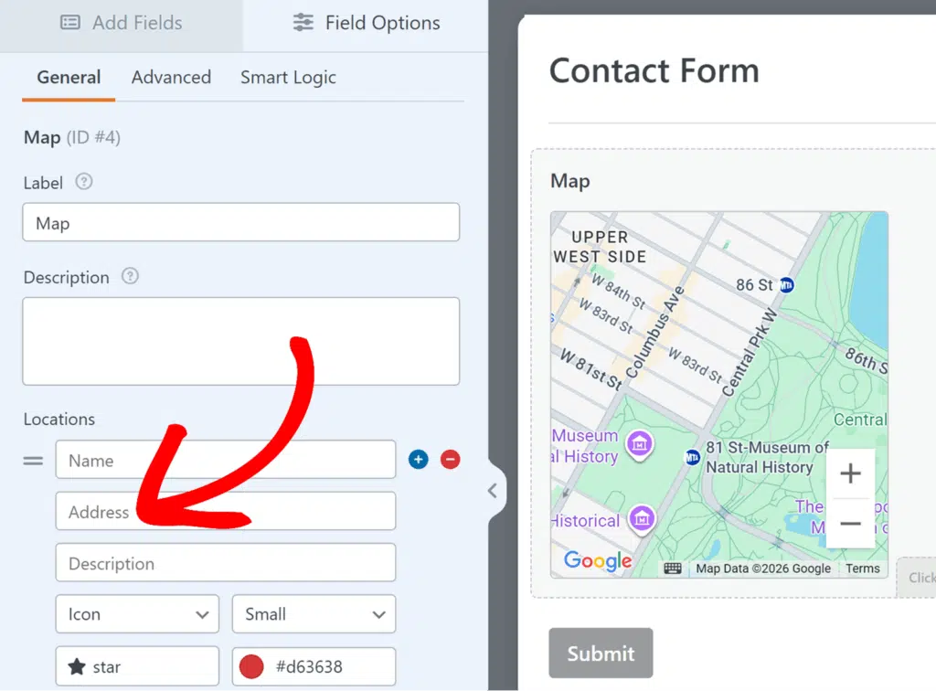 add address map field