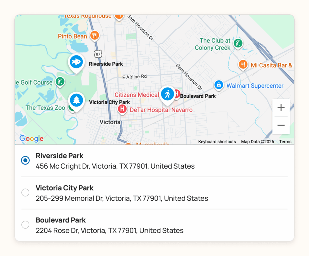 Habilitando a seleção de localização com o campo Mapa do WPForms